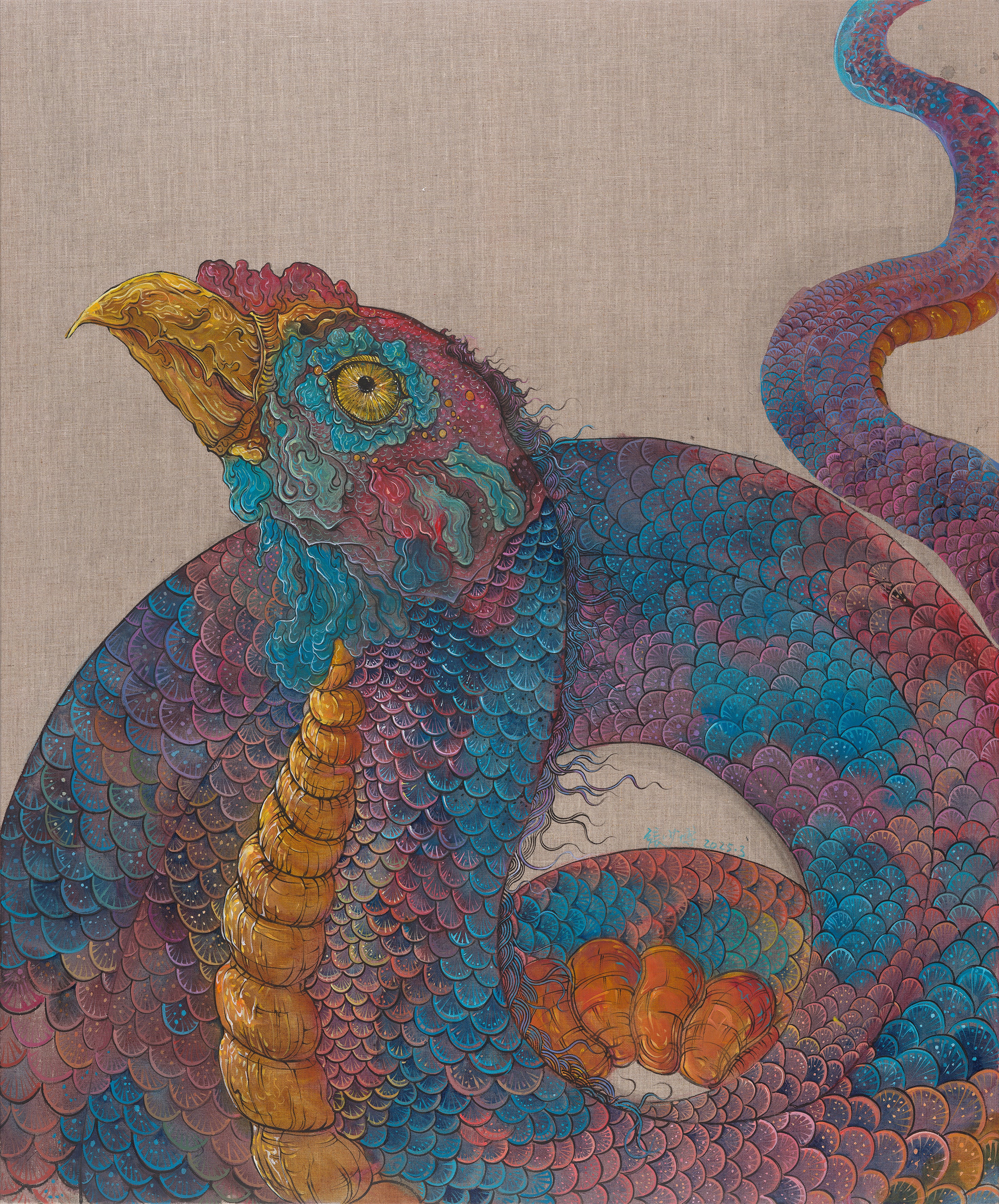 The Classic of Mountains and Seas: A mountain god with a bird's head and a dragon's body